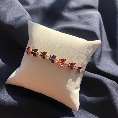 Rose Kaplama Mini Kelebek Motif Gümüş Bileklik