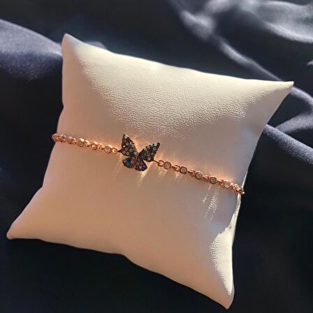 Rose Kaplama  Kelebek Motif Gümüş Bileklik