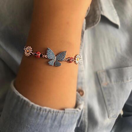 Papatya Uğur Böcekli Kelebek Tasarım Bileklik