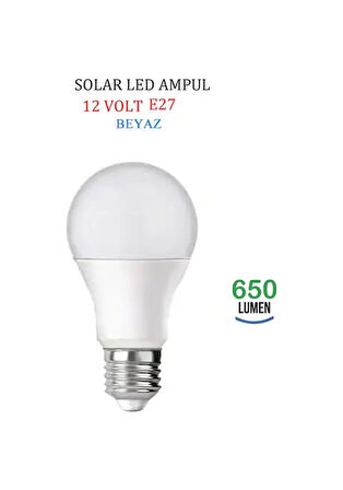 4 adet-12 Volt Solar Led Ampul 10 Watt 650 Lümen E27 Duy Beyaz