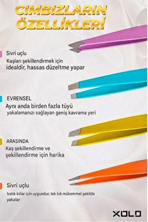 Makaslı Renkli Cımbız Seti 5 Parça Profesyonel Cımbız Serisi
