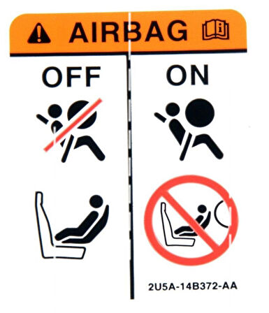 2U5A-14B372-AA Airbag Sticker Etiket 4 CM 4 Adet