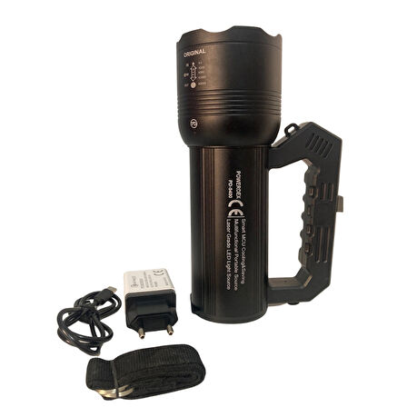 powerdex PD-9400 Profesyonel Zoomlu 40W / 4000 Lümen / Çelik Kasa Avcı El Feneri (Yeni Ürün) Şarjlı