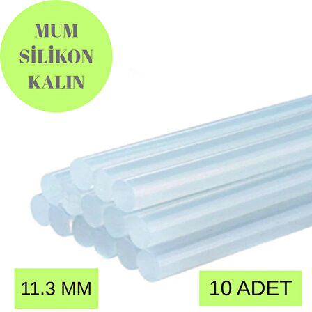 Kalın Şeffaf Sıcak Mum Silikon 11.3 MM 30CM 10 Adet