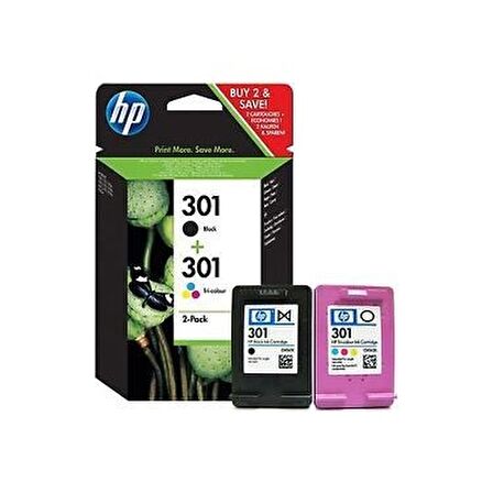 HP 301 Black-Color Siyah-Renkli Multi Paket N9J72AE