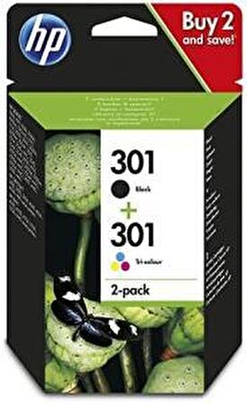 HP 301 Black-Color Siyah-Renkli Multi Paket N9J72AE