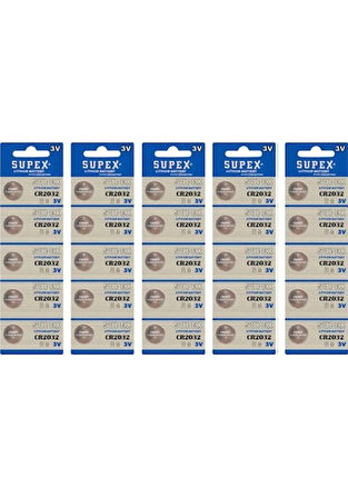 Supex Extra Long Battery CR2032 3V Lityum Düğme Pil 25'li Toptan