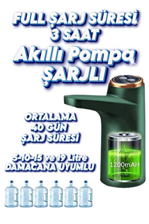 Akıllı Su Pompası Dokunmatik Şarjlı Damacana Pompası