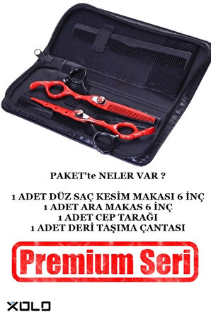 Çelik Saç Kesim Makas Seti Deri Çantalı 6.5 inç XLM808A