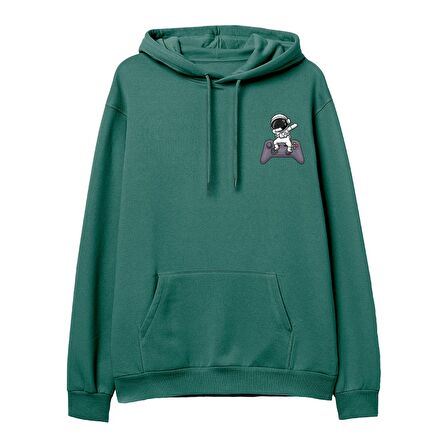 Astro-3  Baskılı Yeşil Hoodie