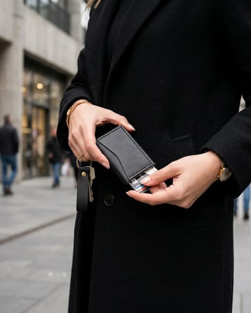 Hakiki Deri Mekanizmalı Cüzdan Anahtarlık Hediyelik Set El Dikişi Unisex Siyah Taba 7x10 cm Siyah