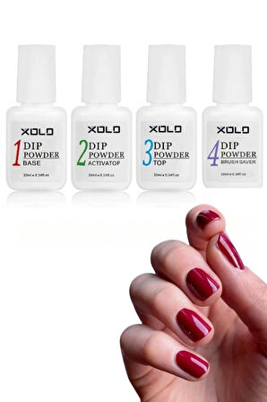 Tırnak Yapma Seti Dip Powder 4lü Set Base Activatop Top ve Brush Saver Set Jel Toz Builder