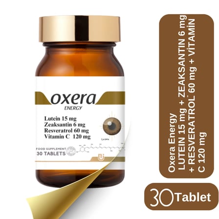 Oxera Energy Gıda Takviyesi Lutein 15 mg Zeaksantin 6 mg Resveratrol 60 mg Vitamin C 120 mg - 30 Tablet