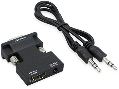 Ses Destekli Hdmi To Vga Monitör Çevirici Dönüştürücü Adaptör