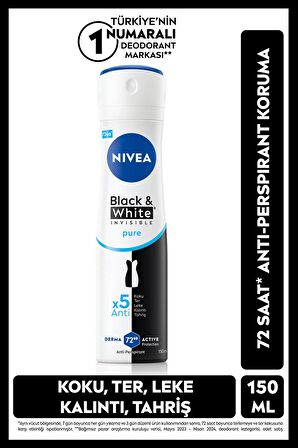 Nivea Deodorant Sprey Invisible Black&White Pure Kadın 150 Ml