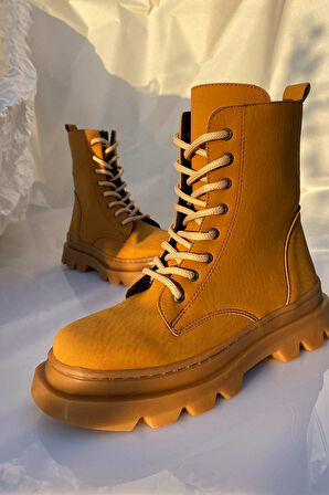 Termo Taban Bağcıklı Ve Fermuarlı Süet Bot-Taba-36