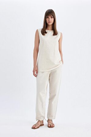 DeFacto Regular Fit Bisiklet Yaka Pamuklu Kolsuz Basic Düz Tunik D2953AX24HSER234