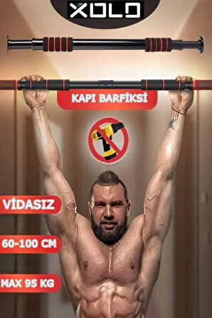 Yeni Nesil Vidasız Kapı Barfiksi 100 cm Şınav Mekik Barfiks Çubuğu Siyah