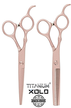 Titanium Gül Kurusu Mat Makas Seti Rose Red Saç Kesim Makas Seti Profesyonel Salon XLQ504SET