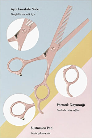 Titanium Gül Kurusu Mat Makas Seti Rose Red Saç Kesim Makas Seti Profesyonel Salon XLQ504SET