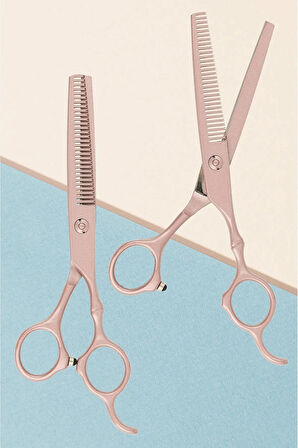 Titanium Gül Kurusu Mat Makas Seti Rose Red Saç Kesim Makas Seti Profesyonel Salon XLQ504SET