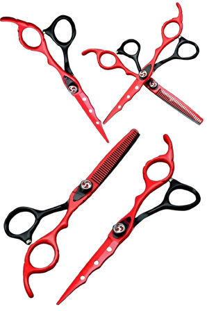 Dış Bükey Saç Kesim Makas Seti Deri Çantalı XLM808 Düz Ara Makas Set Profesyonel Salon Kuaför