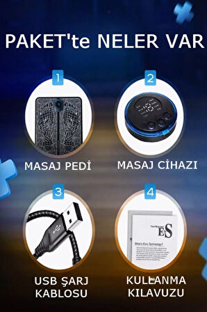 Ayak Masaj Aleti 8 Farklı Stil 18 Kademeli Titreşimli Tens Özellikli Şarjlı Taşınabilir