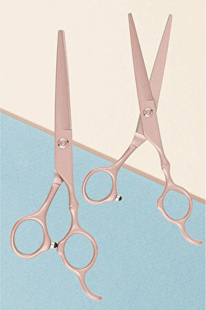 Titanium Deri Çantalı Mat Makas Seti Rose Red Saç Kesim Makas Seti Profesyonel Salon