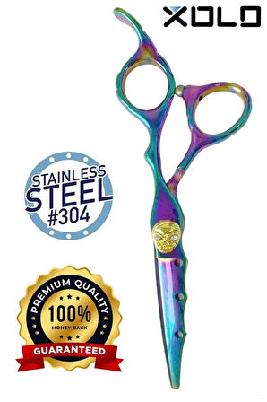 Rainbow Skull Kurukafa Detaylı Dış Bükey Saç Kesim Makası Salon Profesyonel Kuaför XLQ578B