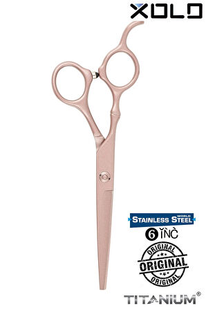 Titanium Mat Gül Kurusu Saç Kesim Makası Düz Uçlu Profesyonel Kuaför XLQ504A