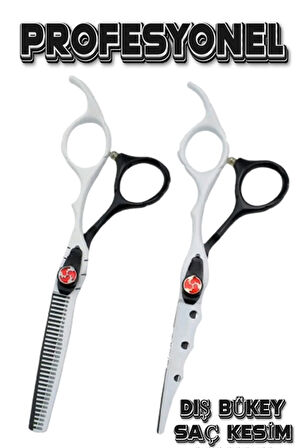 Dış Bükey Saç Kesim Makas Seti Deri Çantalı XLM777 Düz Ara Makas Set Profesyonel Salon Kuaför