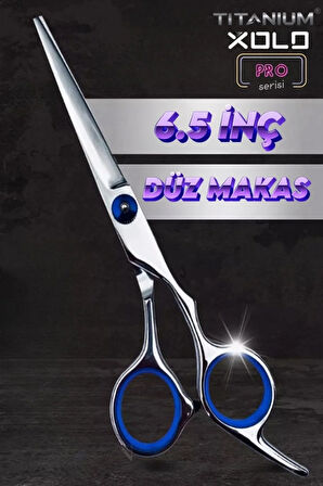 Kuyruklu Paslanmaz Çelik Saç Kesim Makası Düz Uçlu Profesyonel Makas XLQ515Blue