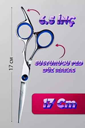 Kuyruklu Paslanmaz Çelik Saç Kesim Makası Düz Uçlu Profesyonel Makas XLQ515Blue