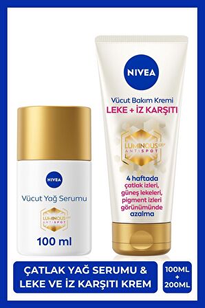 Nivea Luminous630 Çatlak Karşıtı Yağ Serumu 100ml Ve Leke Iz Karşıtı Vücut Bakım Kremi 200ml, X2 Adet