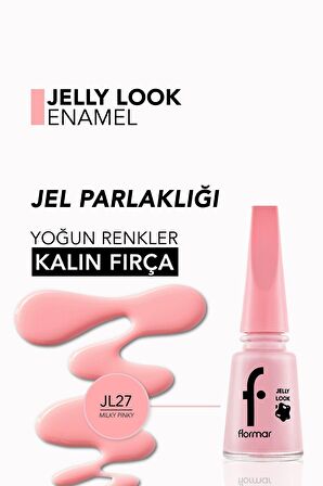 Flormar Jel Görünümlü Parlak Oje (PEMBE) - Jelly Look Nail Enamel - Jl27 Milky Pinky - 8690604282210