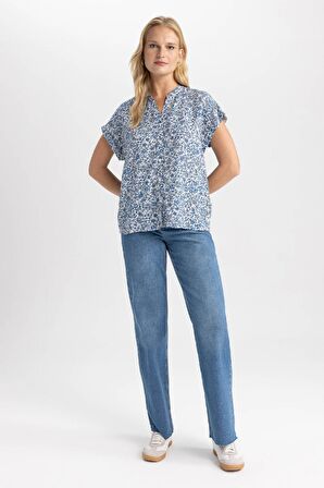 DeFacto Regular Fit Bisiklet Yaka Kısa Kollu Gömlek I6173AZ23SMBE503