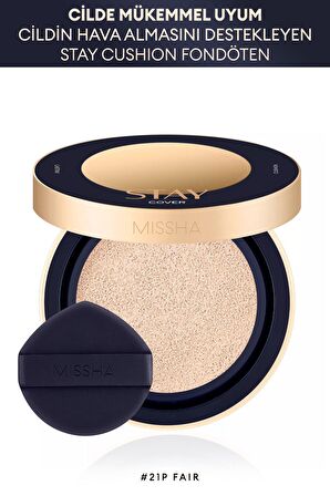 Uzun Süre Kalıcı , Yüksek Kapatıcılık Sağlayan Cushion SPF40++ 15g  Stay Cushion (No.21P)