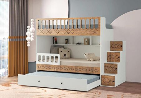 Trio Yavrulu Ranza Çam&Beyaz Çelik Destekli %100 MDF