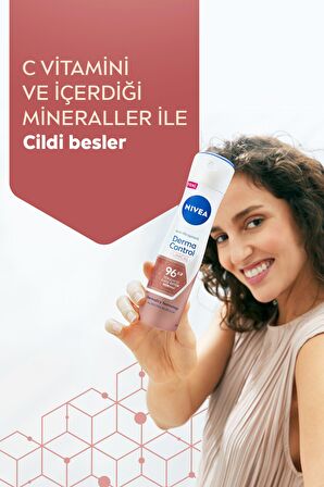 Nivea Kadın Sprey Deodorant Derma Control Clinical 150ml, 96 Saat Üstün Ter Koruması, C Vitamini, X2 Adet