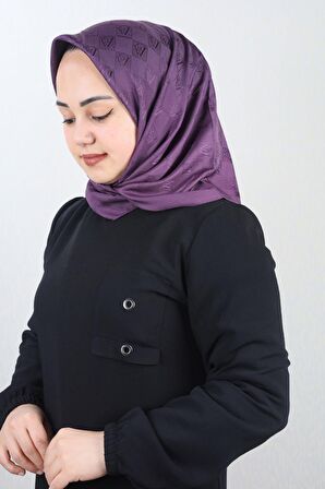  Qum İpek Kendinden Desenli Monogram Eşarp - Desen-01 - Renk-02 -98