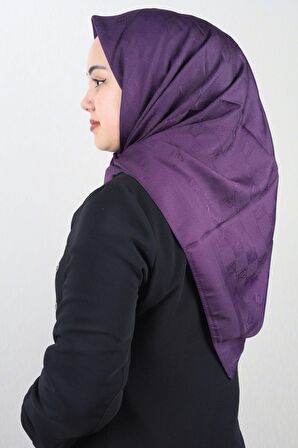  Qum İpek Kendinden Desenli Monogram Eşarp - Desen-01 - Renk-17 -98