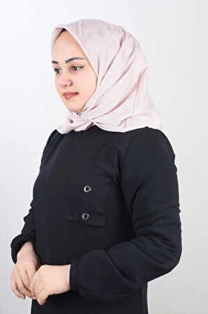  Qum İpek Kendinden Desenli Monogram Eşarp - Desen-01 - Renk-24 -98