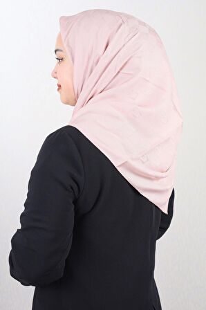 Qum İpek Kendinden Desenli Monogram Eşarp - Desen-01 - Renk-26 -98