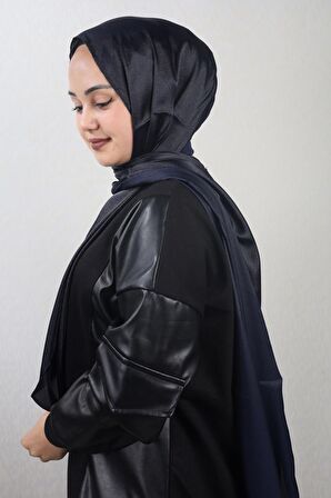  Qum İpek Düz Renk Kristal Şal - Desen-01 - Lacivert -98