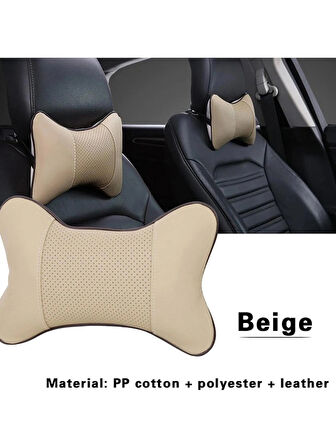 Citroen Cx Uyumlu bej 2li koltuk başlığı kaliteli suni deri spor yastık araca özel set 