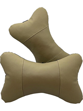 Renault Kadjar Uyumlu bej 2li koltuk başlığı kaliteli suni deri spor yastık araca özel set 