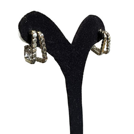 Uretti - İREM 3914 İkili Kare Ezme Detaylı Küpe