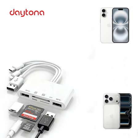 Daytona NK1032 Pro Type-C Lightning Usb-A To 2x Usb3.0 Sd Tf Pd Kart Okuyucu Çevirici Hub Adaptör
