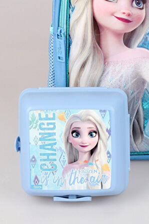 DEKOMUS LİSANSLI ELSA FROZEN OWN YOUR DESTIN "OKUL ÇANTASI,BESLENME KABI VE 500 ML TRITAN MATARA OKUL SETİ 