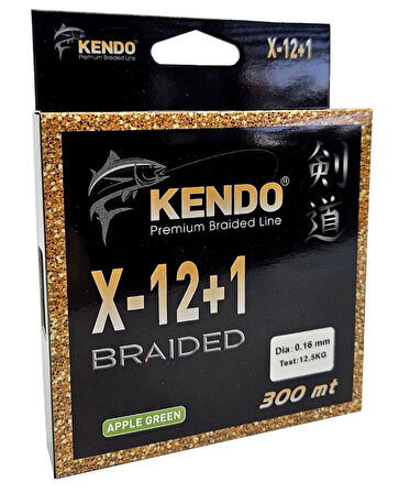 Kendo X-12+1 Braided 300m Apple Green Örgü İp 0,25mm